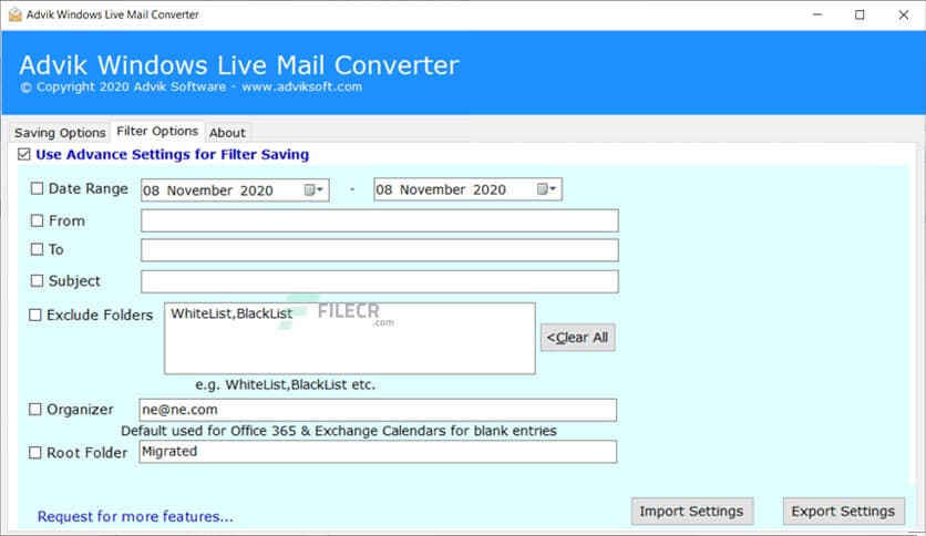 Advik Windows Live Mail Converter 4.1