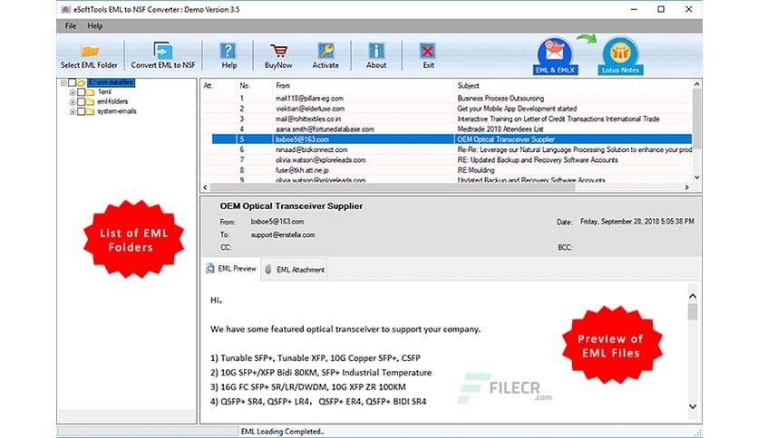 eSoftTools EML to NSF Converter 3.5