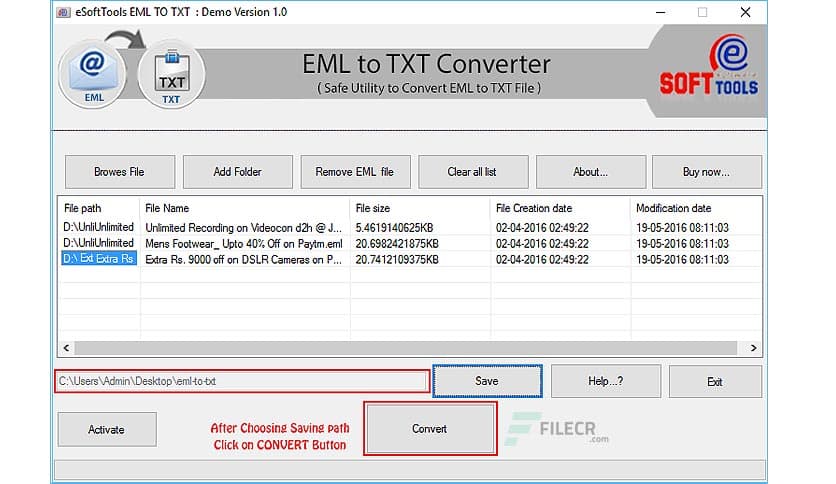 eSoftTools EML to TXT Converter 2.0