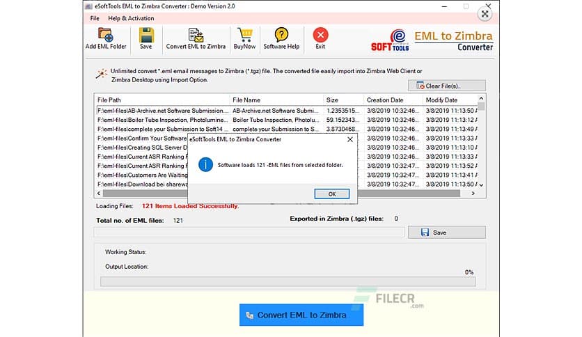 eSoftTools EML to Zimbra Converter 2.0