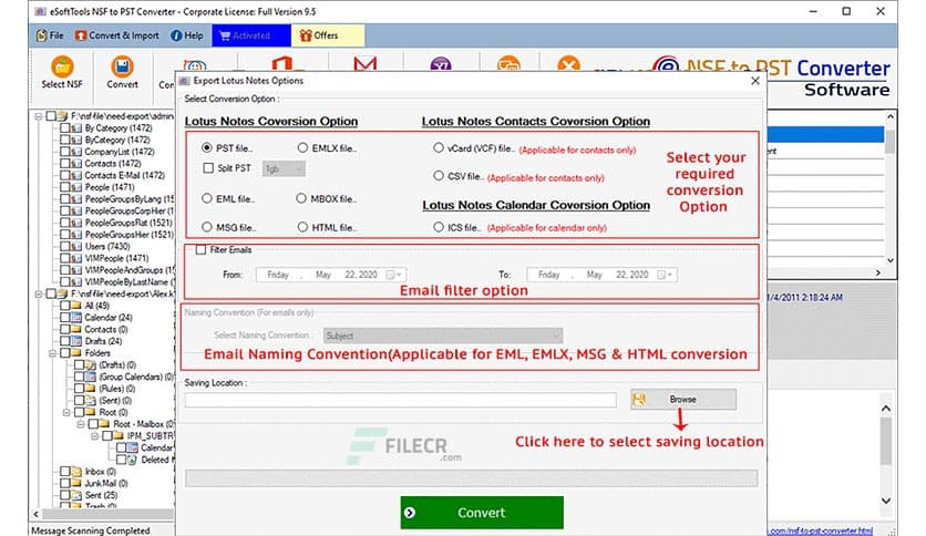 eSoftTools NSF to PST Converter 9.5