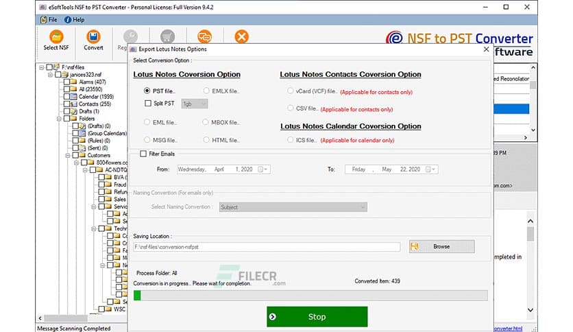 eSoftTools NSF to PST Converter 9.5