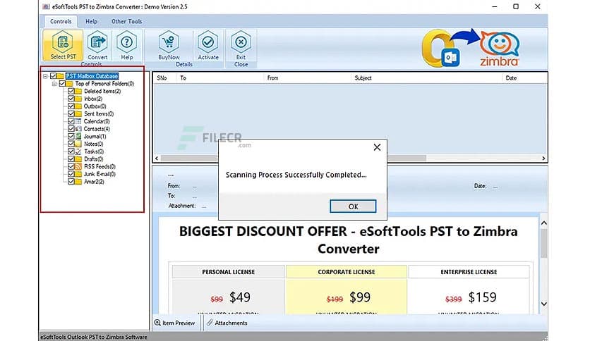 eSoftTools PST to Zimbra Converter 2.5