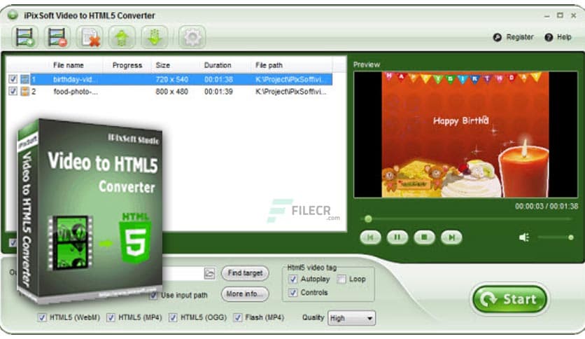 iPixSoft Video to HTML5 Converter 4.0.0