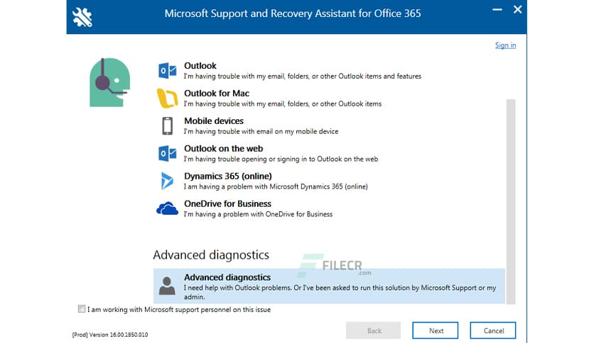 Microsoft Support and Recovery Assistant 17.01.3954.000