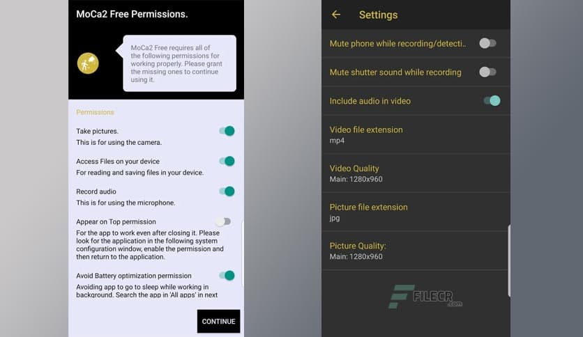 MoCa2 PRO – Motion Detection Camera and Dashcam v7.2