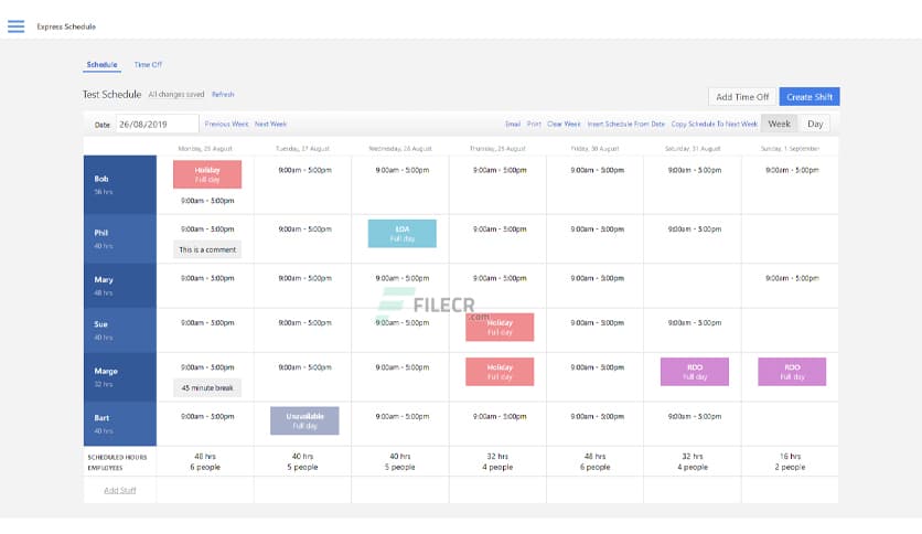 NCH Express Schedule Employee Scheduling 3.02