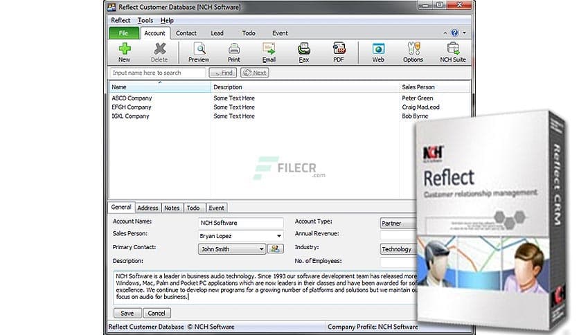 NCH Reflect CRM Customer Database 3.01