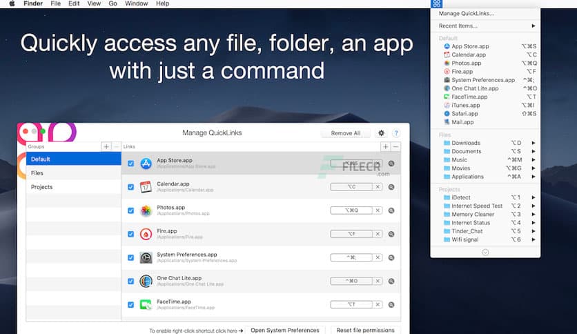 QuickLinks: Keyboard Shortcuts 3.4