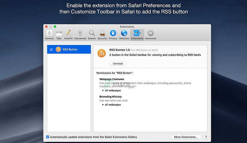 RSS Button for Safari 1.7.3
