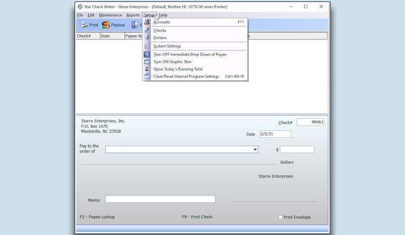 Starre Enterprises Star Check Writer System 8.10