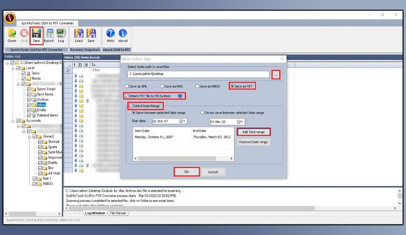 SysInfoTools OLM to PST Converter 22.0