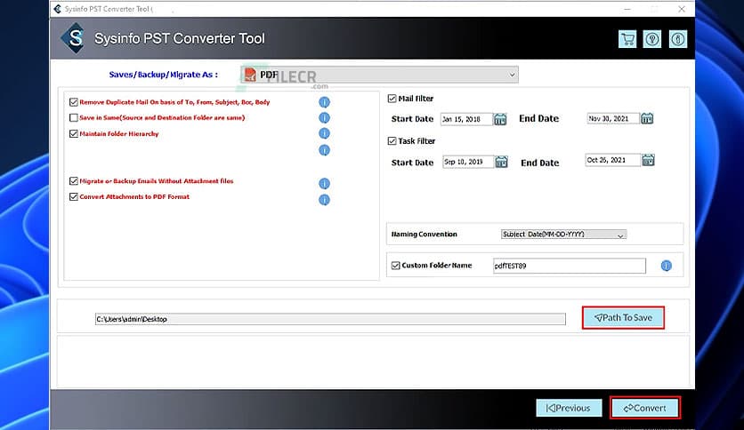 SysInfoTools PST to PDF Converter 19.0