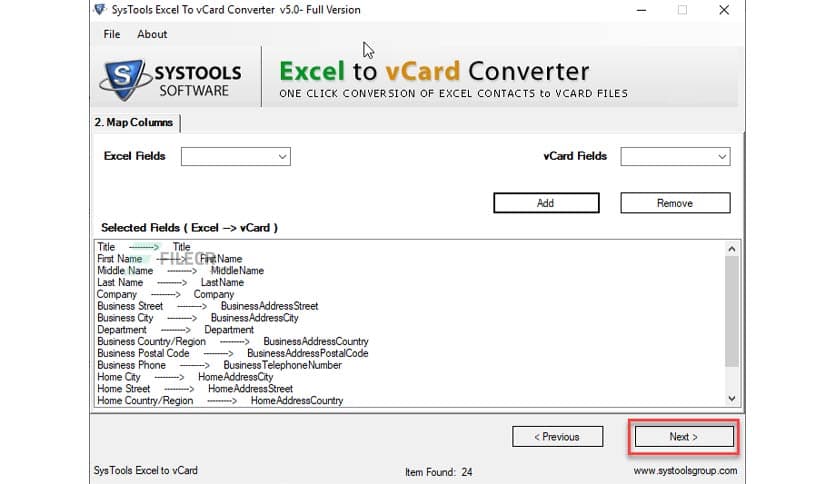 SysTools Excel to vCard Converter 7.2