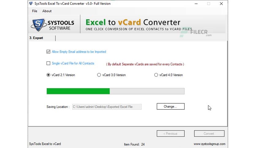SysTools Excel to vCard Converter 7.2