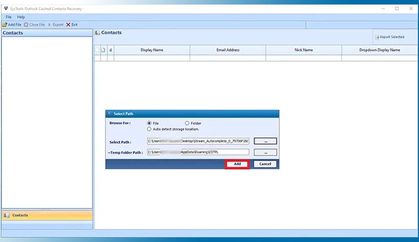 SysTools Outlook Cached Contacts Recovery 9.0